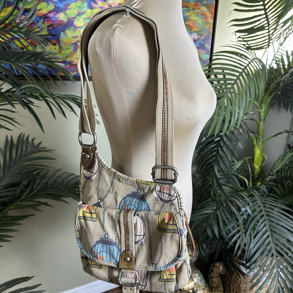Fossil Long live Vintage Canvas crossbody Bird cage